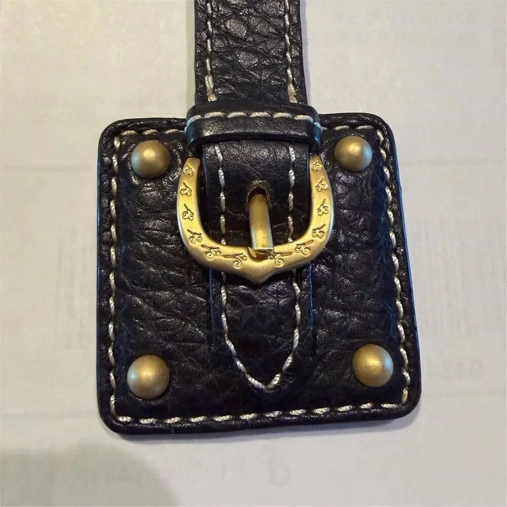 Dooney & Bourke Unisex Black Leather Keyring Keychain Detachable